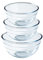 Ôcuisine® Bowl Glass Round Mixing & Prep Bowls | Extreme Resistance | Oven Safe - Freezer Safe - Microwave Safe | Borosilicate Glass | Made in France (Bowl Set of 3 (0.5, 1, 2LT))
