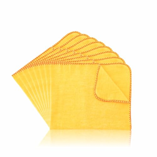 AL KAHF Panno per spolverare giallo in cotone resistente, morbido e multiuso, per spolverare e lucidare vetri, auto, finestre, ufficio, cucina, accessori per la casa, 28 cm x 30 cm (8 pezzi)