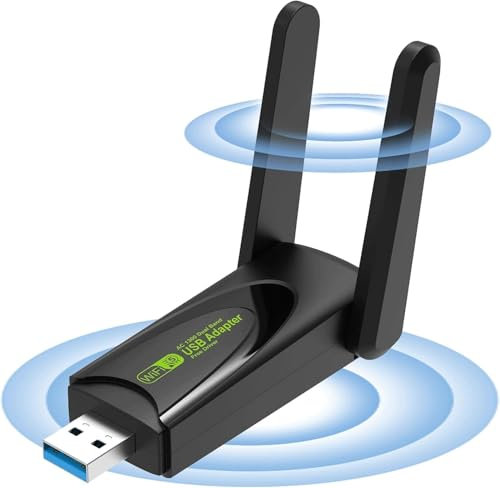 Chiavetta Wifi per PC Fisso 1300Mbps, ElecMoga Adattatore WiFi USB Dual Band 5GHz/867Mbps + 2.4GHz/400Mbps Adattatore Wireless USB 3.0 2x5dBi Antenne WiFi Dongle WiFi per Windows 11/10/7/XP/Mac OS X