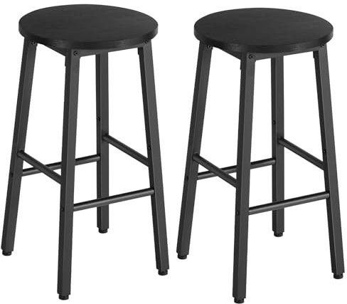 HOOBRO Barhocker, 2er-Set, Barstühle, Küchenstühle, Stehtische, 64 cm hohe Hocker, für Esszimmer, Küche, robust und stabil, Industrie-Stil, Schwarz EBB07BY01G1