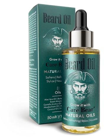 CareBear Grow It with Care Bartöl herren – Premiummischung aus 8 natürlichen Ölen für gesunden Bartwuchs 50ml; Pflegen und stärken Sie Ihren Bart