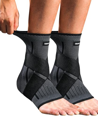 Kuzimua 2 Fasce Regolabili per Caviglia e Cavigliera, per Fascite Plantare, Tendine d'Achille, Sport, Ortopedico Universale Sinistra/Destra (2x Nero, XXL)