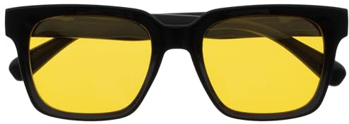 OPULIZERA Gafas luz azul mujer y hombre - Lentes polarizadas amarillas - Antirreflectante y Antideslumbrante UV400 - Conducción Nocturna - Negro