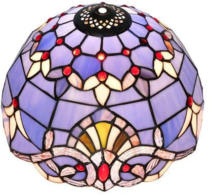 Pantalla de lámpara Tiffany de repuesto, pantalla de lámpara de techo de vitral barroco azul de 30 cm, estilo vintage Art Déco for lámparas de mesa, lámpara colgante de pie.