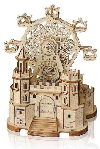 Cuteefun 3D Wooden Puzzle, Wooden Model Kits for Adults Teens to Build, Mechanical Construction Set, Ideal for Halloween Christmas Birthday (Ferris Wheel Castle)