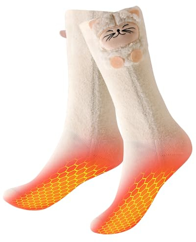Chaussettes Chauffantes Femme – Chaussettes Électriques Confortables avec Technologie de Chauffage Améliorée et Batterie 4000mAh, 3 Niveaux de Chauffe pour Maison & Quotidien (Pas pour Ski)