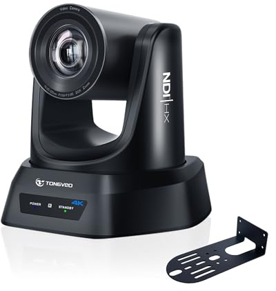 TONGVEO Telecamera 4K NDI PTZ con tracciamento automatico AI 20x zoom ottico HDMI IP Live Streaming SDI USB3.0 PoE LAN Supporto per servizi devozionali istruzione video conferenze con OBS VMix Zoom
