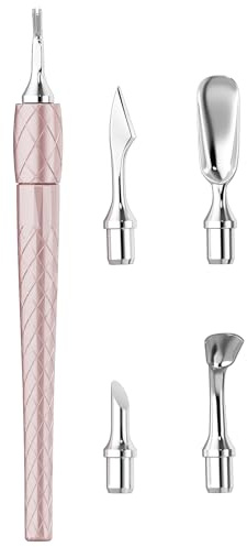 ESSBES Juego de empujador de cutículas 5 en 1 con mango de aluminio, herramienta de limpieza de uñas de precisión para manicura y pedicura