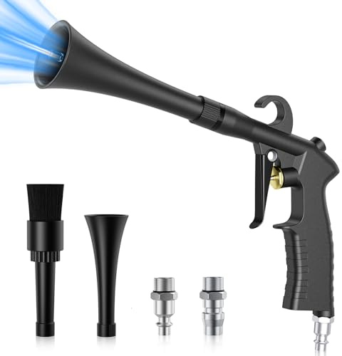 Errum Car Cleaning Gun, Detailing Interior Dryer Air Blow Gun with 2 Nozzles High Pressure Blower Gun Car Detailing Tool Kit Interior Cleaner for Car Quickly Blasts Dirt and Dust