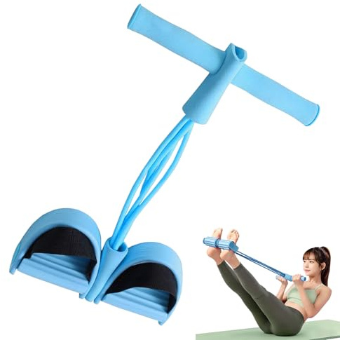 CHUNLINLAODA Corde de Tension multifonctionnelle 4 Tubes Élastique Fitness avec Pédales Poignées Élastique Sit Up Pull Corde Équipement d'entraînement pour Jambes Bras Jambes Minceur