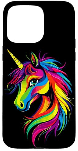 Licorne Coloré Arc-en-Ciel Cavalière Chevaux Équitation Coque pour iPhone 15 Pro Max