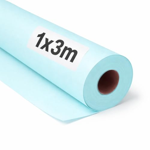 OFITURIA Papel Kraft Azul Pastel - Rollo 1x3m - 1 Rollo - Papel de Embalaje y Regalo - Manualidades y Patrones de Costura - Resistente y Fácil de Cortar