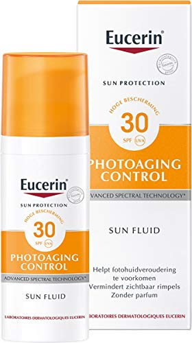 Eucerin Photoageing Control Sun Fluid SPF 30 50ml, Advanced Protection from Sun-Induced Photoageing and Wrinkles, Facial Anti-Age Sunscreen with UV Filter and Hyaluronic Acid