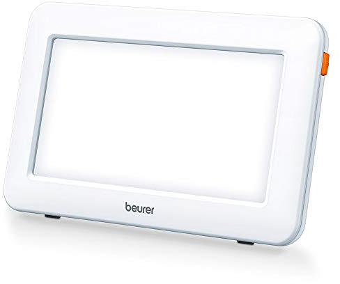 Beurer La lámpara LED SAD ultra compacta TL20UK ayuda a controlar el trastorno afectivo estacional simulando luz diurna a 10.000 Lux, soporte ajustable, certificado médicamente