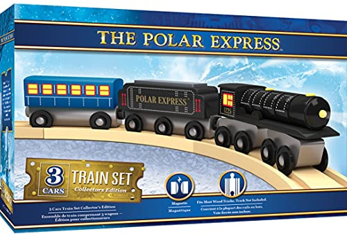 Masterpieces – The Polar Express Train, 3 Piece Set, Officially Licensed Collector’s Edition Toy, Wooden Magnetic Engine and Cars, Kids Toddlers Boys and Girls, Ages 3+