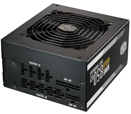 Cooler Master MWE Gold 850 V2 Fully Modular, 850W, 80+ Gold Efficiency, Quiet HDB Fan, 2 EPS Connectors, High Temperature Resilience, 5 Year Warranty