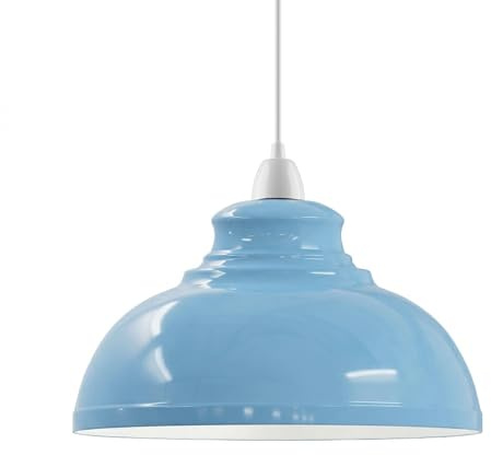 LEDSone Retro Blue Metal Ceiling Lampshade 29cm Easy Fit Modern Hanging Pendant Lightshade for Bedroom Dining Room Hallway Office Industrial Kitchen Restaurant Bar