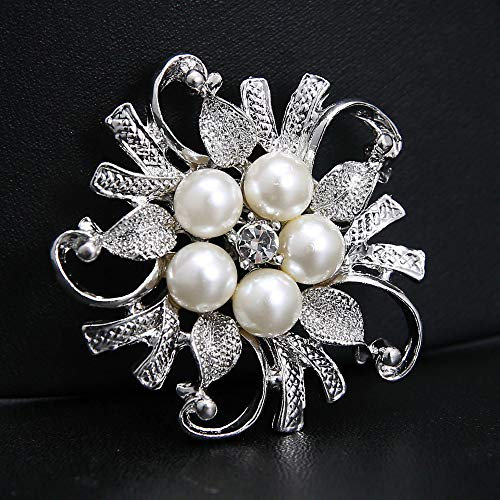 VITAU Silber Hochzeit Broschen Perle Perlen Brosche Blume Kragen Kleid Pins Schmuck Geschenk