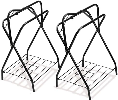 HDYEGY 2 Pack Saddle Rack Portable Folding Horse Saddle Stand for English and Western Saddles,28 L x 19 W x 37.5 H
