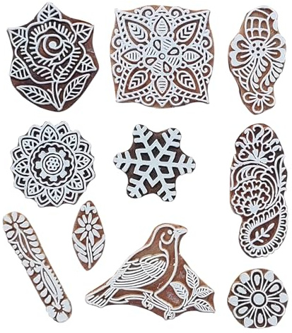 Royal Kraft Assorted Wooden Block Printing Stamps (Set of 10) Bulk01_10A