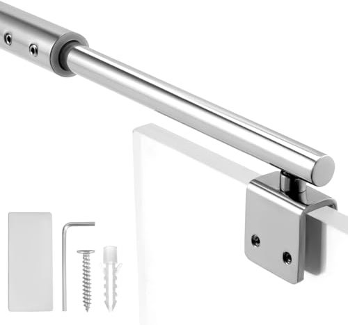 QWORK® Soporte Barra Ducha Ajustable, 700-1200 mm Brazo Soporte Mampara para Vidrio de 8-10 mm Espesor, Barra de Soporte Telescópica, para Cabina de Ducha