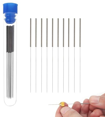 BORDSTRACT Outil de buse d'imprimante 3D, kit de nettoyage et d'entretien, 10 aiguilles de nettoyage de 0,15 mm pour buses de 0,15 mm, matériau de nettoyage rapide et facile