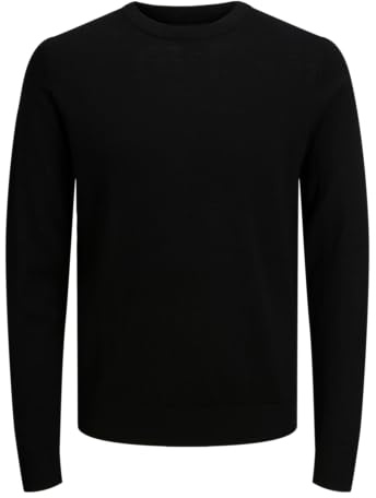 JACK & JONES Jprccmerino Knit Crew Neck Pls, Noir, 4XL Homme