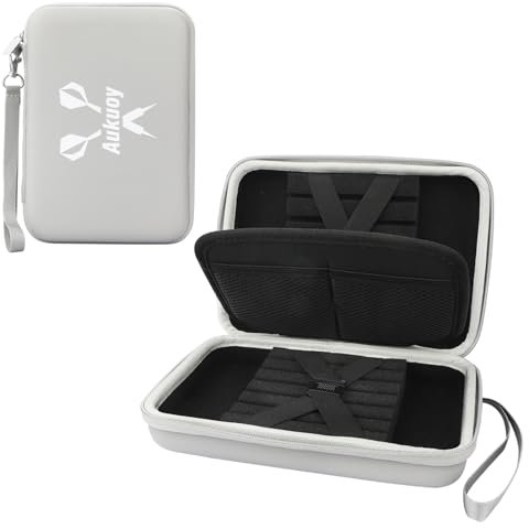 Aukuoy Darttasche Darts Tasche für 12 Darts und weiteres Dart-Zubehör, Harter Diamant-PU Schutz Eva Dart Case, professionelles Dart Zubehör