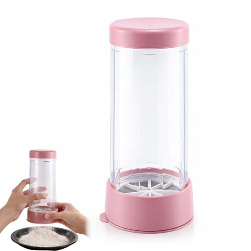 ZZHBOO Setaccio per Farina a Rotazione Manuale – Setaccio Semiautomatico per Zucchero a Velo, Cacao, Spezie, Decorazioni Dolci, Rosa