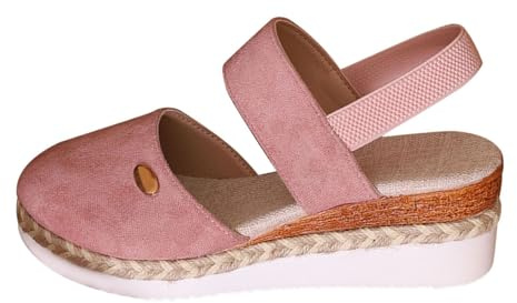 Sandalias de cuña para mujer de verano cerradas - sandalias para mujer con tacón elegantes alpargatas zapatos de verano cerrados frente con tiras sandalias casuales de plataforma sandalias de playa
