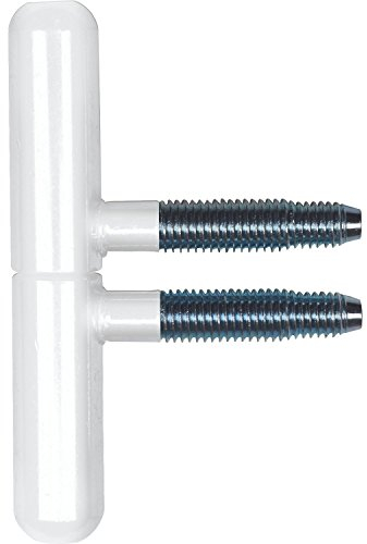 Gedotec Charniere de Porte et Meuble - Pour Porte en Bois et Métal de Meuble, Portail, Volet, Fenêtre - Type SFS avec Tige à Visser de 40 mm - Charge 28 kg - Acier Blanc Mat - 1 Pièce