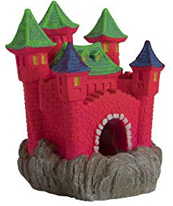 GloFish Castle Ornament, Large, Colorful Aquarium Decor, Hideaway for Fish (78016), 3 x 3.25 x 4.25 inches