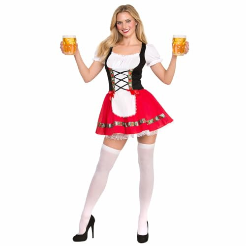 Wicked Costumes Womens Oktoberfest Dirndl Fancy Dress Costume – German Beer Festival Bavarian Outfit - Small (UK 10-12)