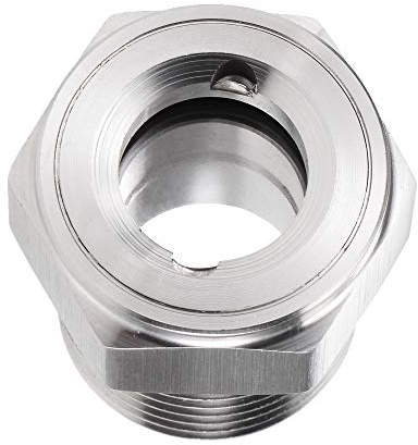 uxcell Oil Liquid Level Gauge Sight Glass 3/8 NPT Male Threaded 304 Stainless Steel Air Compressor Fittings, Silver Tone