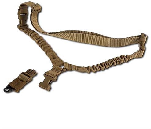 FOCUHUNTER Tactical Single Point Sling Regolazione rapida della lunghezza della cinghia in nylon Webbing Multi-uso durevole con gancio in metallo per sport all'aperto (Khaki)