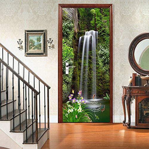 VIRANDA Türtapete Selbstklebend TürPoster - Wasserfall - 3D Türaufkleber Wasserfest Türfolie für Schlafzimmer Gang Tür verschönern deko 77x200cm