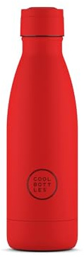 Cool Bottles - Botella de Agua de Acero Inoxidable - 350 ml - Vivid Red - 23,5 x 7 cm - Botella Térmica Hermética - Bebidas Frías 36 Horas y Calientes 18 Horas -Triple-Cool Technology - Libre de BPA