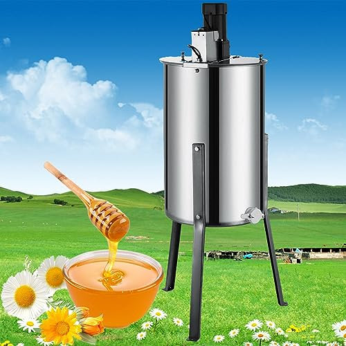 ANXYYDS 2/4-Waben Honigschleuder Diagonalschleuder elektrisch, Honigextractor mit elektrischem Antrieb aus Edelstahl mit Deckel, Tangentialschleuder für 2/4 Rähmchen,2frame