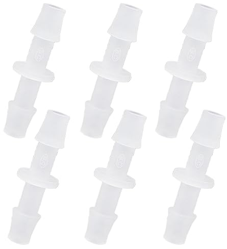 Plastic Hose Barb Fitting, 1/4 x 1/4 Pipe Connectors, Barbed Splicer Mender Joint Adapter Union Fitting, 6 Pcs