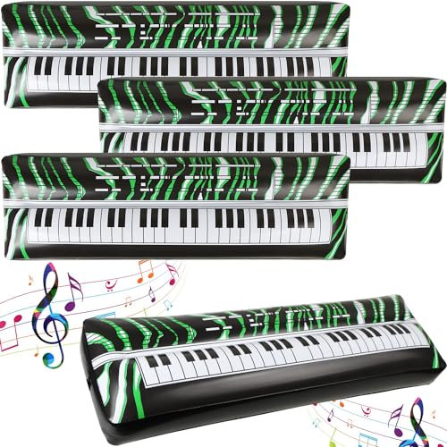 LIYDE 4 PCS Inflatable Keyboard Piano - Rock Star Toy Singing Decoration for Music Theme Party / 80s 90s Party Decorations