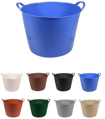 JARDIN202 - Espuerta de plástico Flexible - Capazo de Goma con Asas - Cubo de plástico Multiusos 25L | (Azul, Pack x5 uds)