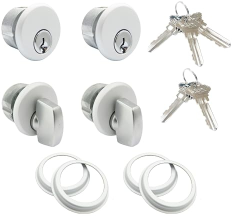 elox Zinc Mortise 2PC KA (aka: Key Aliked or Matching Keys) keyed Cylinder and 2PC knob Cylinder for Adams Rite Commercial Storefront Door Lock 2 Pairs Packed AL Color