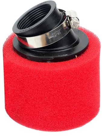 CGEAMDY Filtro Admisión De Aire Para Moto, Motocicleta Filtros De Admisión Aire Limpiador, Filtro De Aire Rojo Doblado Espuma Limpiadora, Para Moto Scooter Motor Motorizado Ciclomotor(45mm)