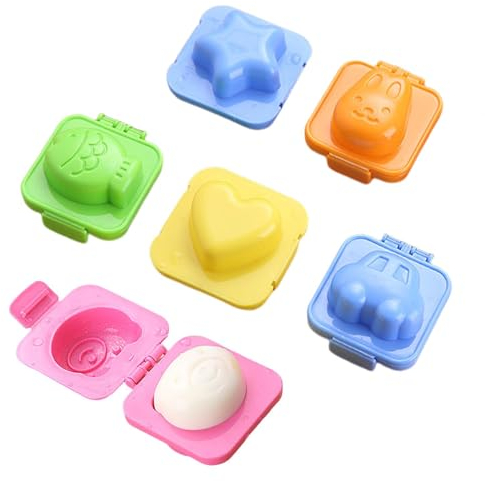 Molde Para Huevos Cocidos Con Forma De Dibujos Animados En - Moldes Para Huevos Cocidos | Estrella, Oso, Coche, Corazón, Decoración Antiadherente, Lindo Diseño De Animales, Molde