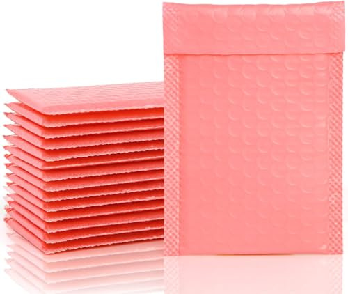 SULOLI 16pcs Sac à Bulles en Polyéthylène Remplissage Enveloppe Étanche 15x20cm Enveloppes Bulles Matelassée pour Emballage Expédition Auto-Scellant (Rose)