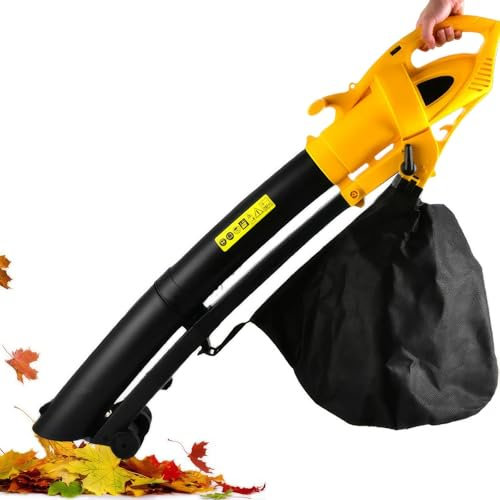 OFNHJK Aspirafoglie e Soffiatori elettrici da Giardino, Soffiatore e aspiratore per Foglie da Giardino da 3000 W, Aspirafoglie da Giardino con Sacco di Raccolta Foglie da 35 Litri, Tracolla, Rapporto