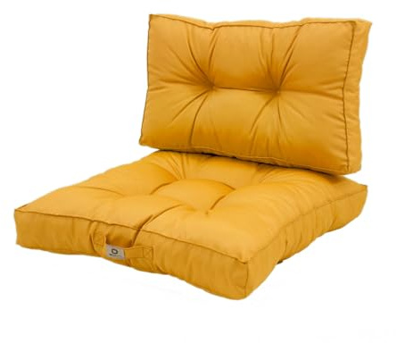 deco arts Coussins pour Salon de Jardin - Coussins extérieur - 50x50 cm - Coussin de Remplacement pour Fauteuil, Banc & Chaise d'extérieur - Imperméable, Confortable & capitonné - Jaune