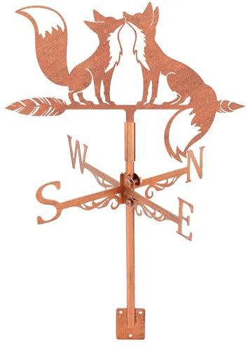 SUPERDANT Fox Weathervane Animals Weather Vane for Yard Metal Wind Vanes Roof Mount for Outside Garden Copper Red Weathervanes Farmhouse Farm Barn Sheds Patio Outdoor Decorations Gifts