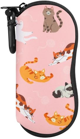 MoKo Sac Souple de Lunettes de Soleil, [Ultra léger] en Néoprène Housse de Stockage des Lunettes avec Clip de Ceinture, Sacoche de Transport pour Clés, Crayons, Cartes, Chat en Jeu