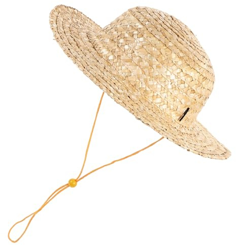 LALADEFIEE Cappello Di Paglia Per Bambini Intrecciato Regolabile 52-56 Cm Cappello Da Spiaggia Decorazioni Per Feste Costume Da Contadino Leggero Resistente Per Attività All'aperto